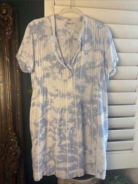 Faherty Gemina linen-blend short-sleeve dress size Small